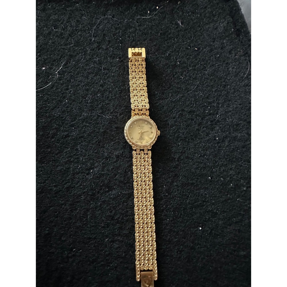 Reliance by Croton Womens Gold Tone Quartz Watch Crystal Markers Parts Repair